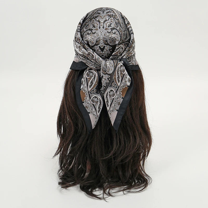 Floral Print Square Scarf for Head and Neck Styling