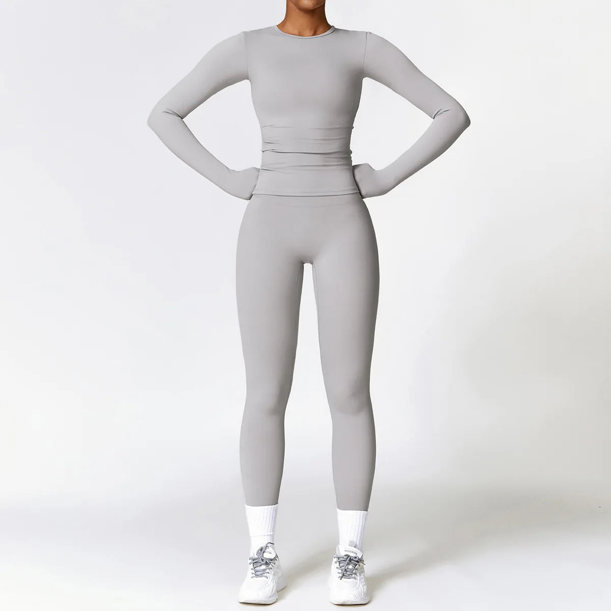 Women's Halter Or Long Sleeve Top And Bottoms Yoga Set