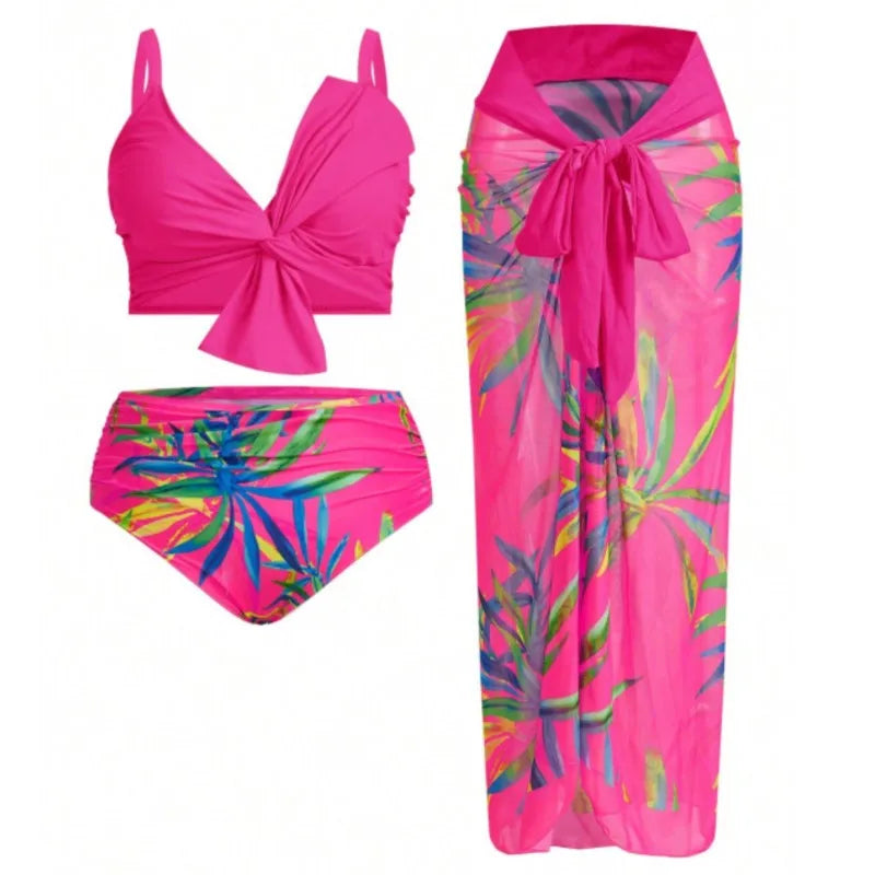 Women's Printed Wrap Top Bikini with Matching Wide Leg Pants