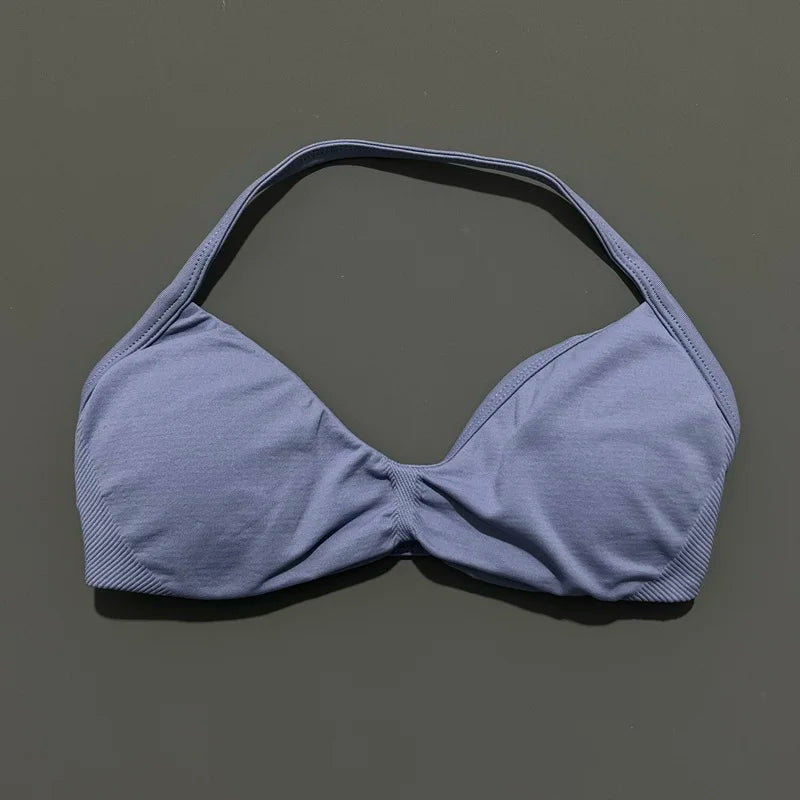 Women's Ruched Halter Neck Sports Bra