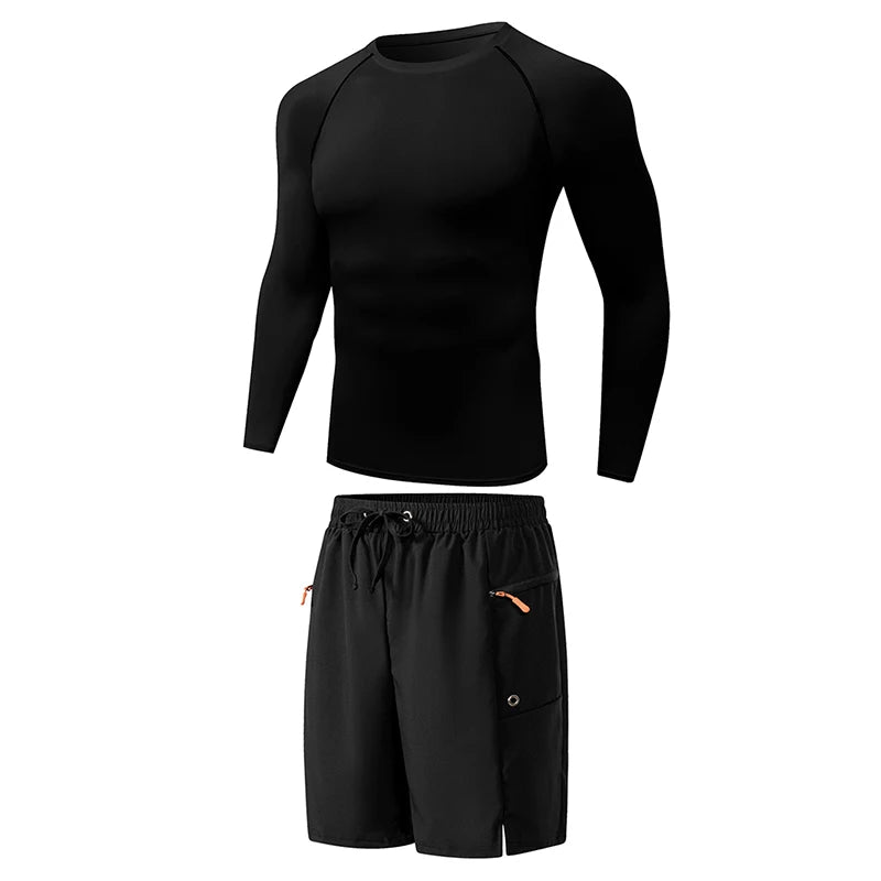 Men's Long Sleeve Rash Guard with Swim Bottom Options