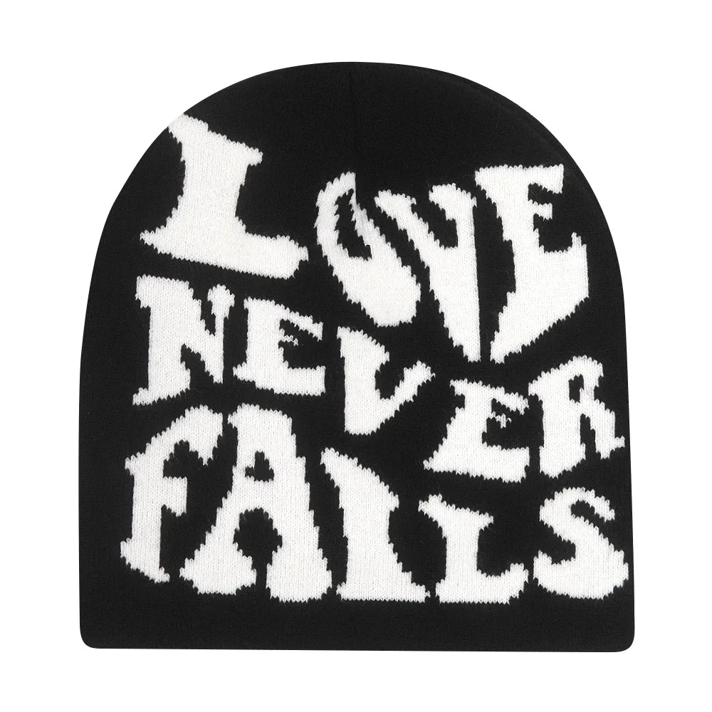 Graphic Knit Beanie with Letter and Pattern Style Options