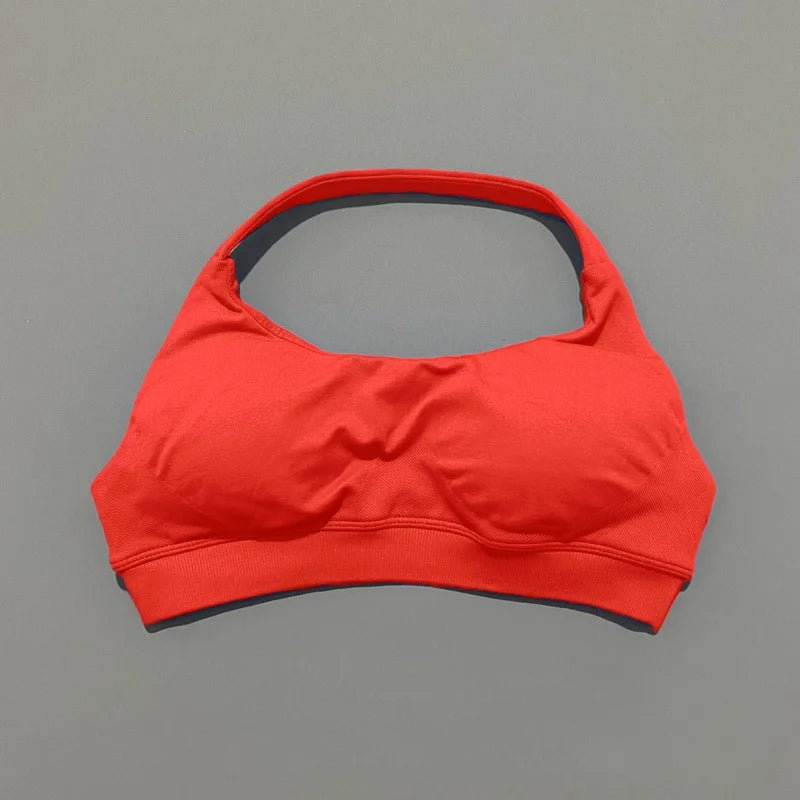 Women's Ruched Halter Neck Sports Bra