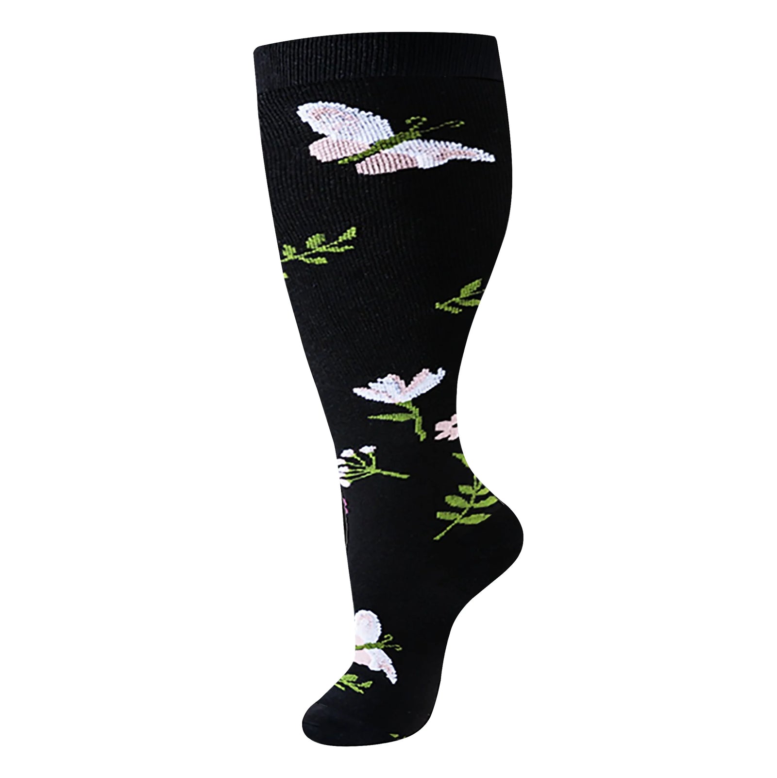 Plus Size Knee High Compression Socks with Pattern Options