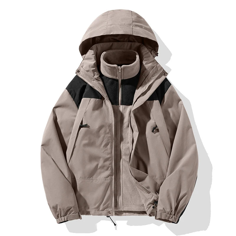 Color Block Hooded Full Zip Long Sleeve Outdoor Jacket