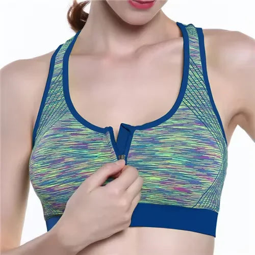 Women's Front Zip Racerback Space Dye Sports Bra