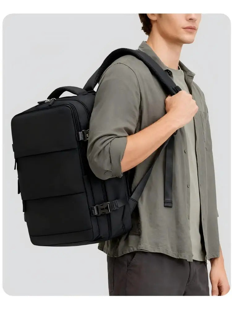 Rectangular Travel Backpack with Zippered Compartments and Carry Handle