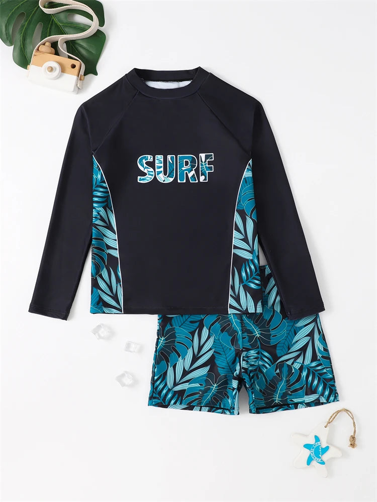 Boys' Long Sleeve Rash Guard and Swim Shorts Selection