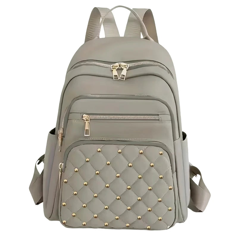 Quilted Front Backpack with Stud Details and Adjustable Shoulder Carry Straps