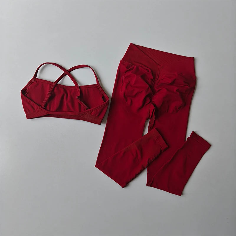 Women's Cross Back Bra And Leggings Yoga Set