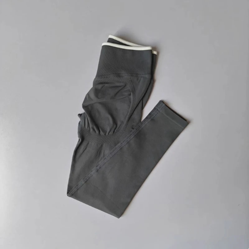Women's Scrunch Contrast Waist Full Length Leggings For Workout Outfits