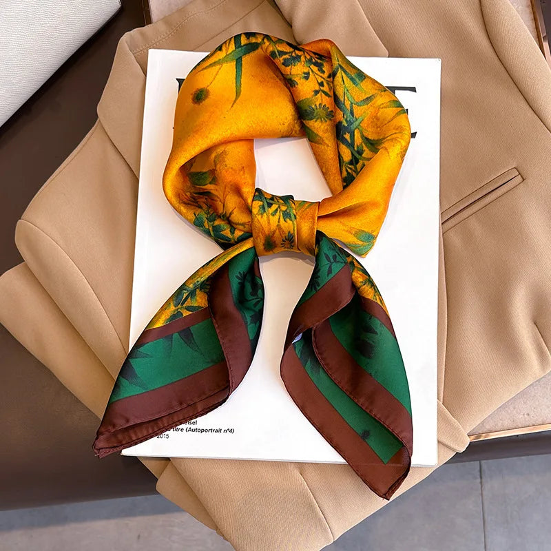 Ornate Print Square Scarf with Decorative Border Patterns