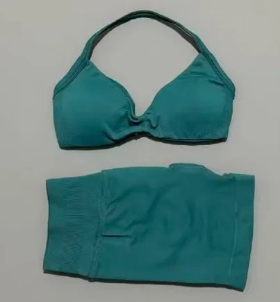 Women's Twist Halter Bra And Shorts Yoga Set