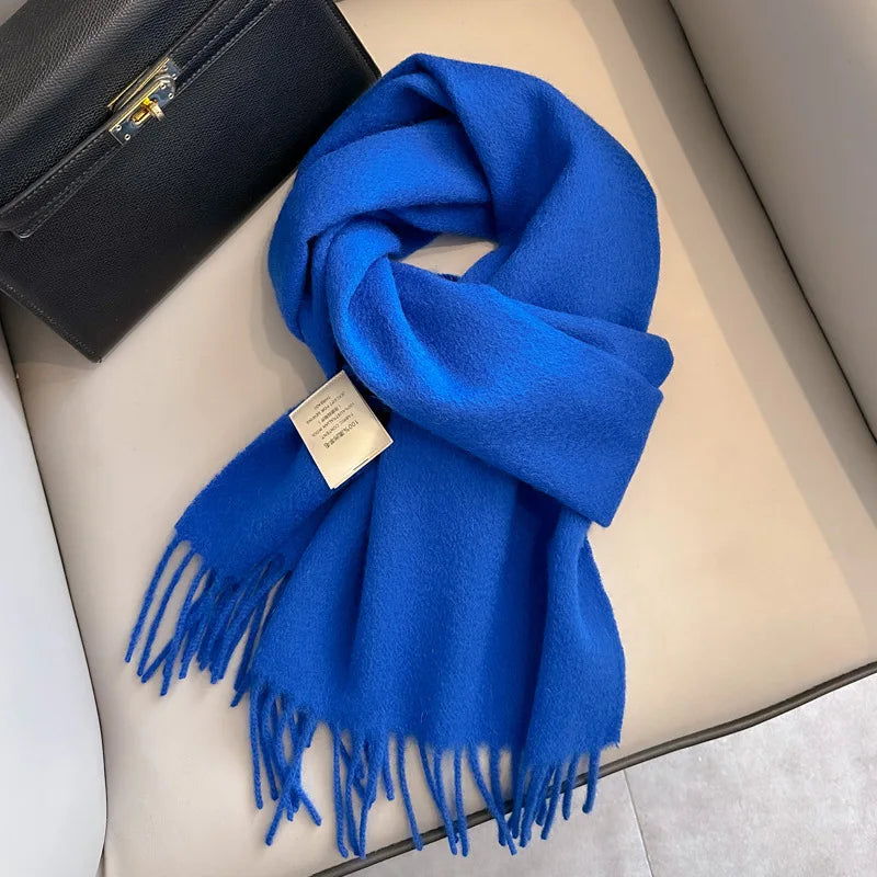 Solid Long Fringed Scarf for Neck and Wrap Styling