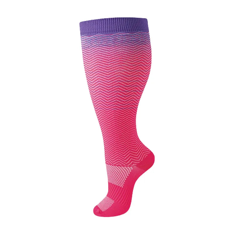Plus Size Knee High Compression Socks with Pattern Options