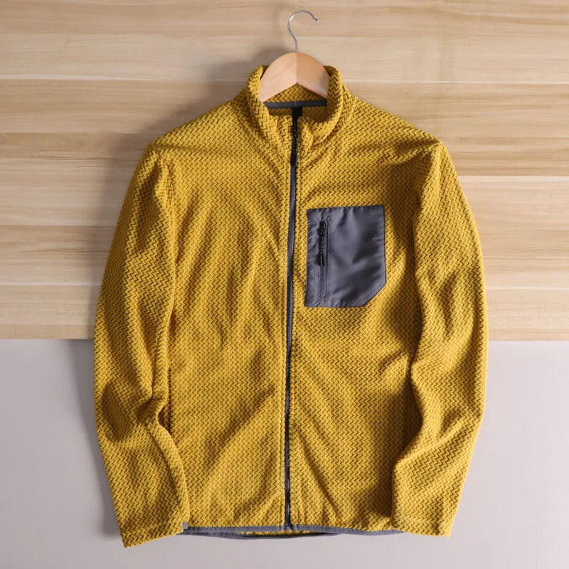 Stand Collar Long Sleeve Full Zip Fleece Casual Jacket