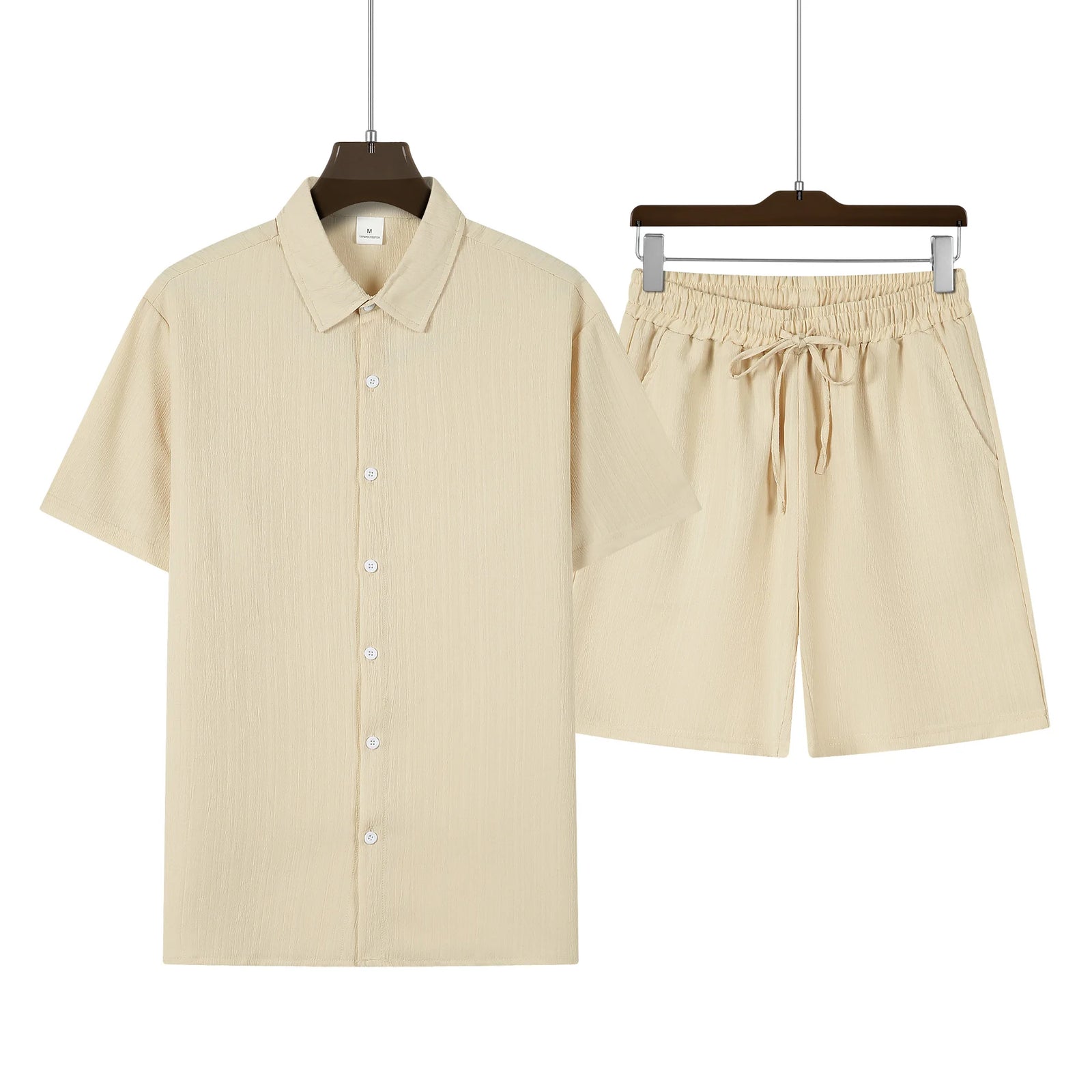 Men's Short Sleeve Button Front Pocket Detail Clothing Set