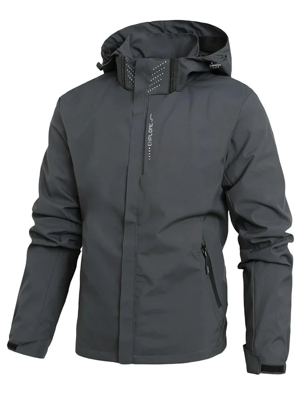 Hooded Long Sleeve Full Zip Outdoor Rain Jacket