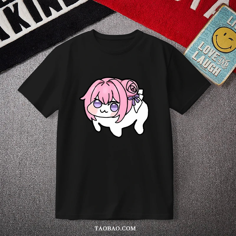 Doro Dorothy Pink Hair Dog Short Sleeve T Shirt Pure Cotton Harajuku Style
