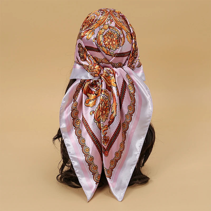 Printed Square Scarf with Ornate Paisley Pattern Options