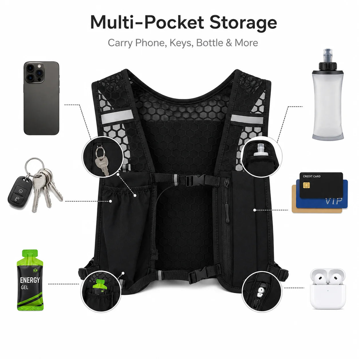 Running Hydration Storage Chest Strap Backpack For Workout Outfits