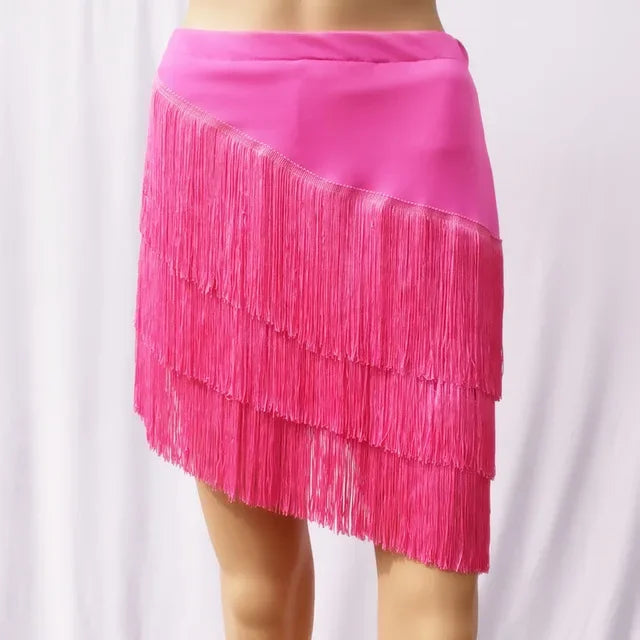 Women's Layered Fringe Latin Dance Skirt for Ballroom Practice Outfits