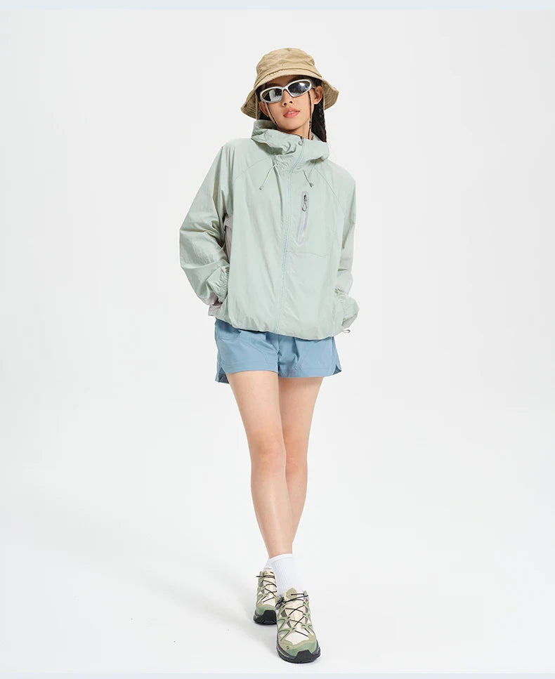 Women's Lightweight Hooded Hiking Jacket for Outdoor Layering