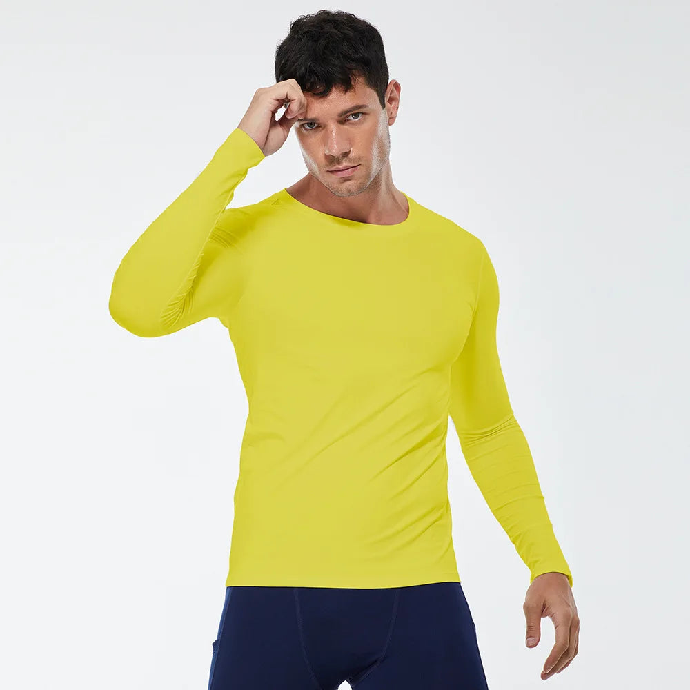 Fitted Crew Neck Long Sleeve Compression T Shirt