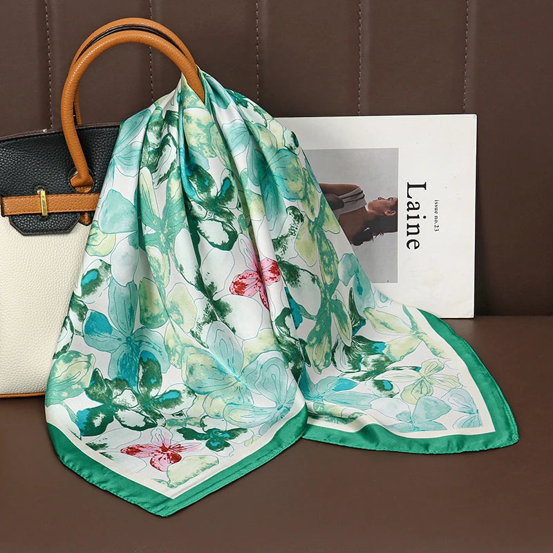 Printed Square Scarf with Floral and Graphic Pattern Options