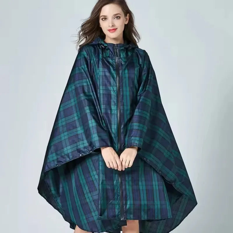 Hooded Printed Poncho for Layering over Tops and Dresses