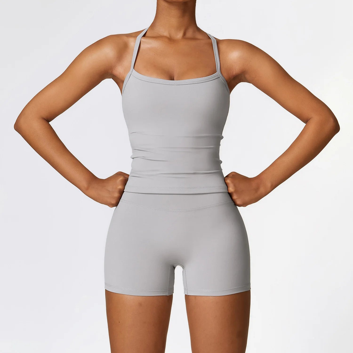 Women's Halter Or Long Sleeve Top And Bottoms Yoga Set