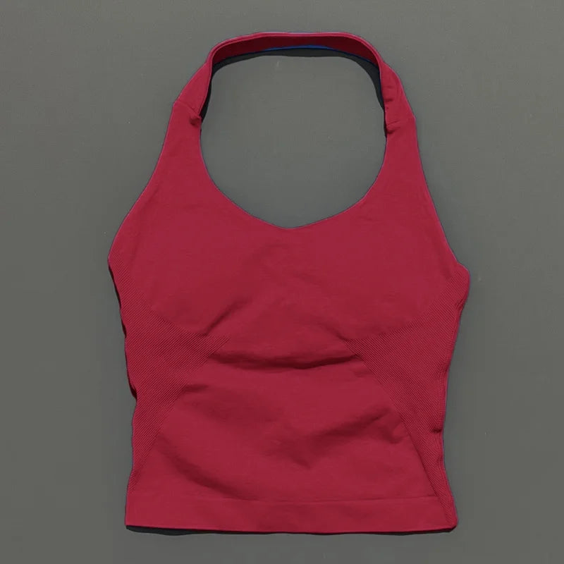 Women's Halter Neck Longline Fitted Tank Top For Workout Outfits