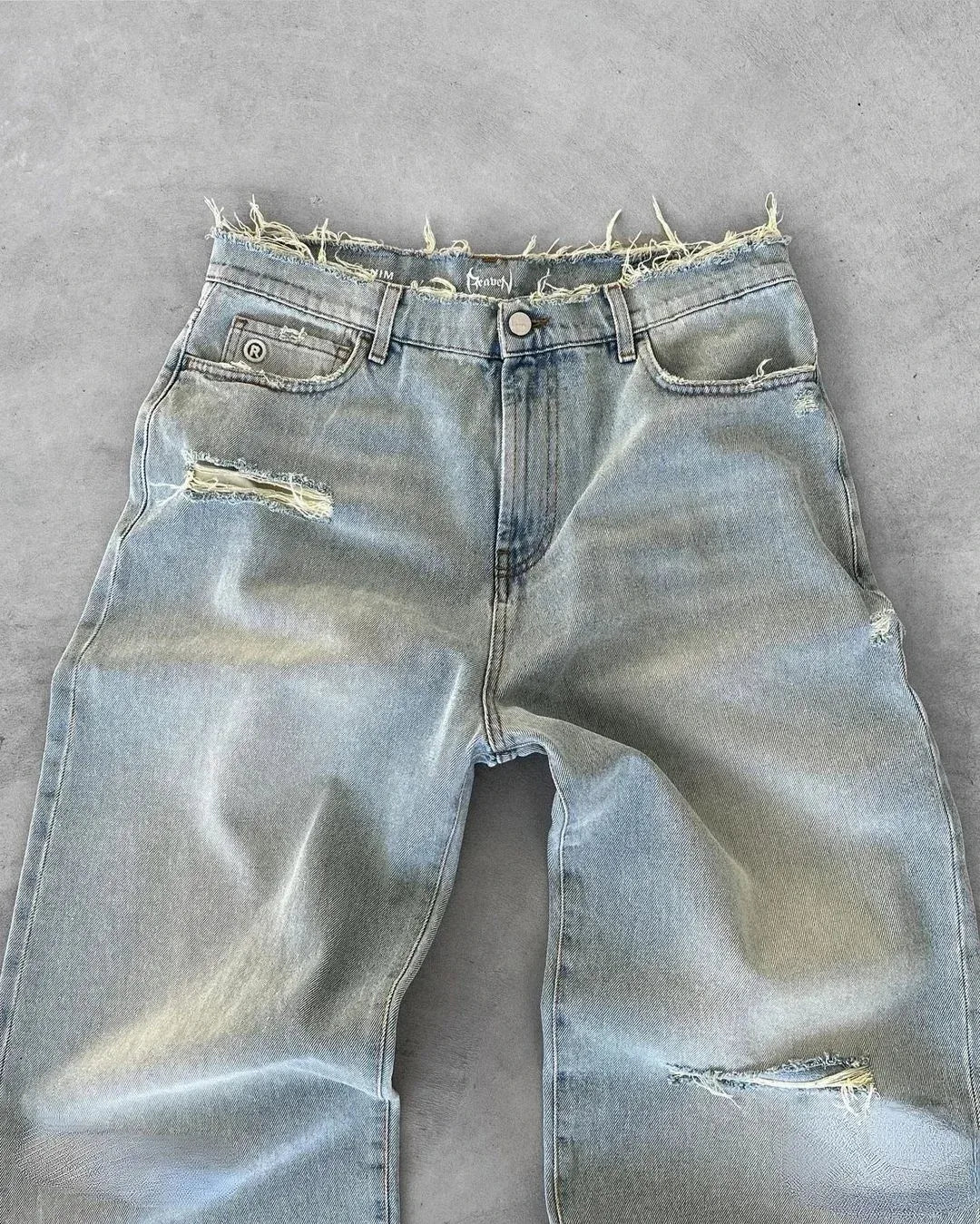 Men's Distressed Straight Leg Denim Jeans for Casual Everyday Wear