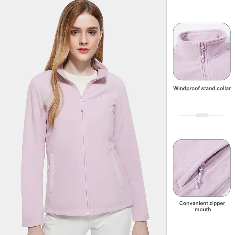 Long Sleeve Full Zip Fleece Outdoor Jacket with Pockets