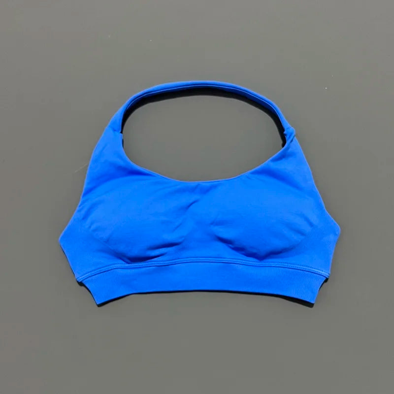 Women's Ruched Halter Neck Sports Bra