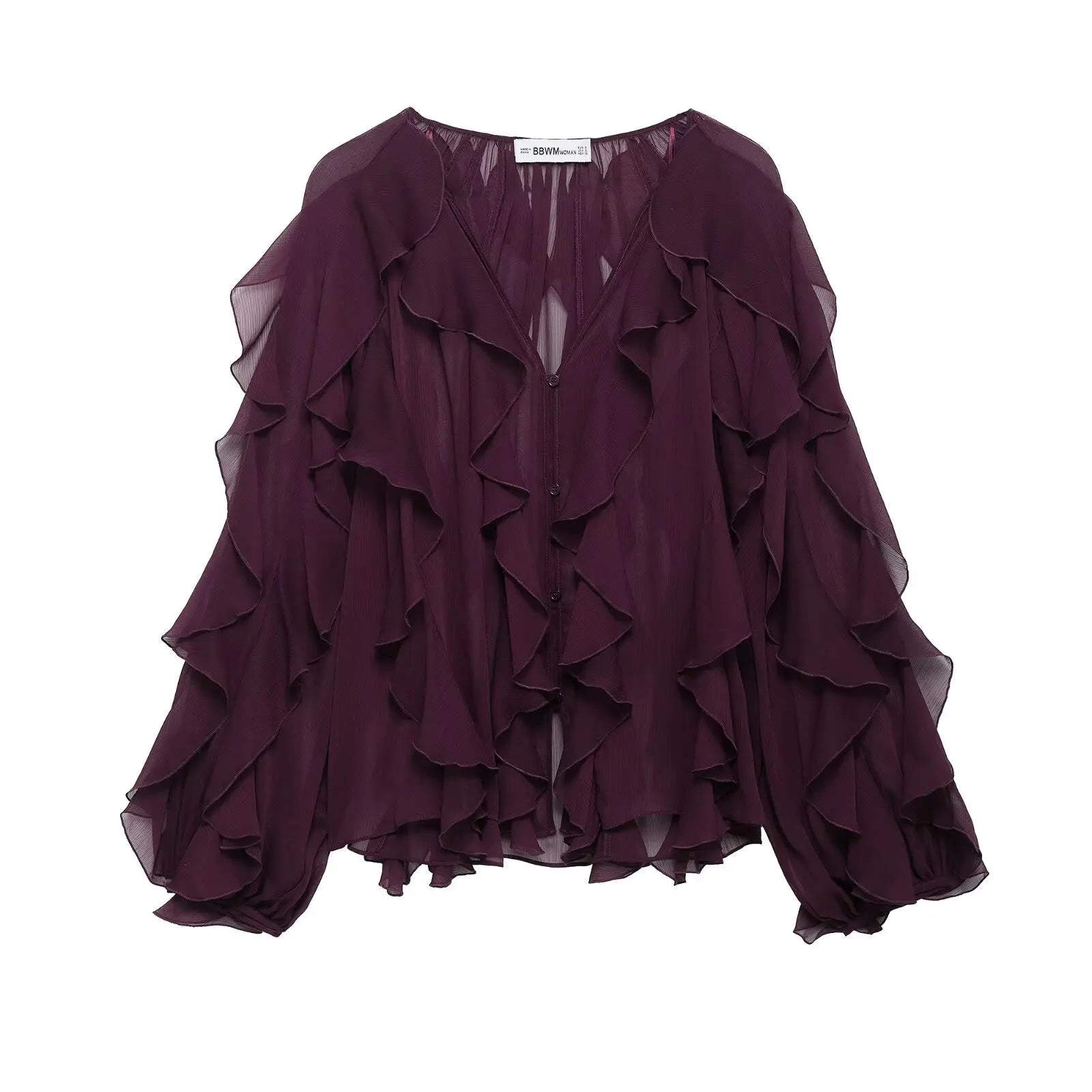 Women's Ruffled V Neck Blouse