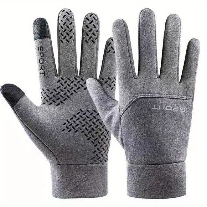 Solid Full Finger Outdoor Gloves with Adjustable Wrist Closure