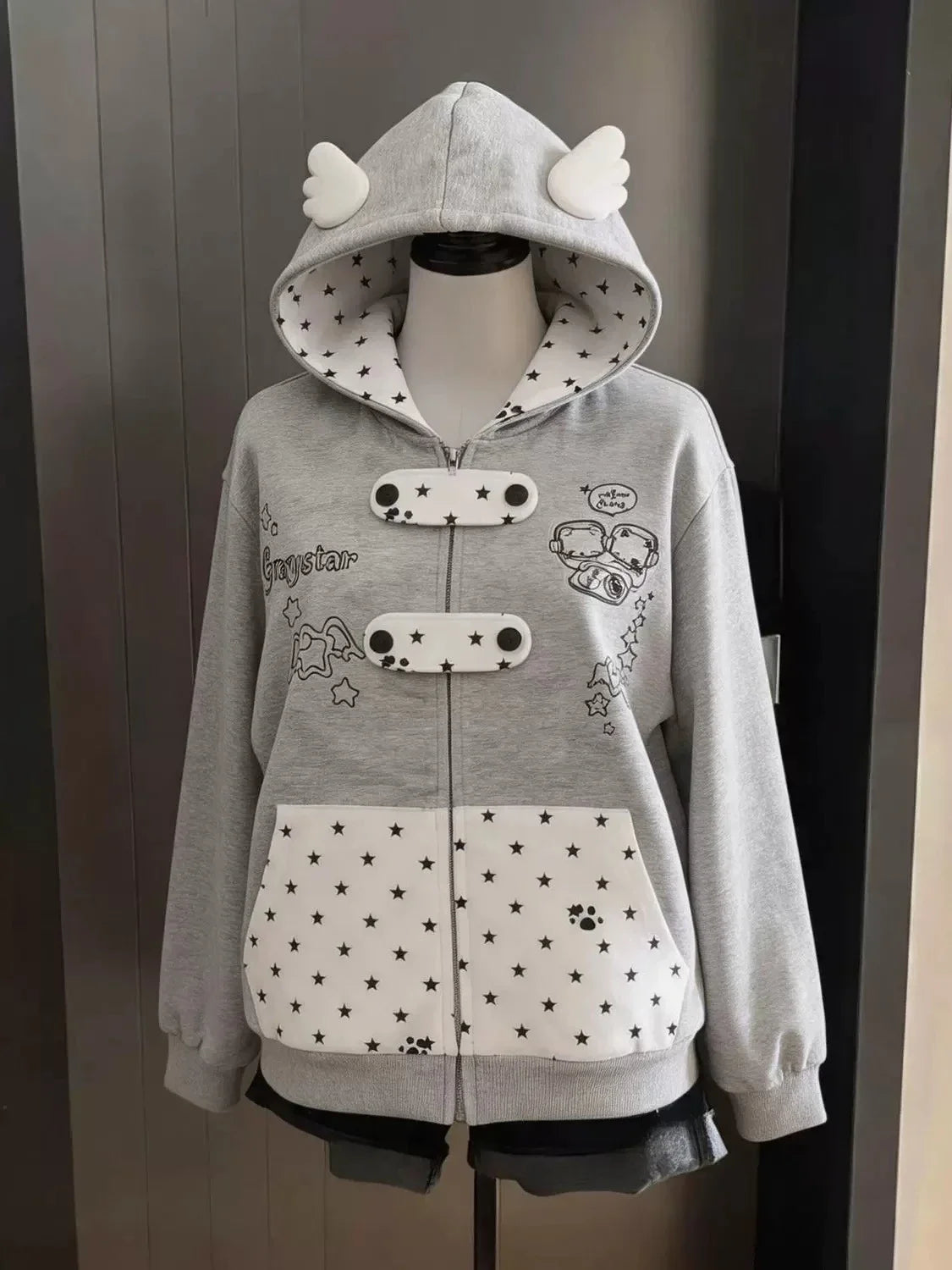 Fluffy Trim Long Sleeve Full Zip Casual Hoodie