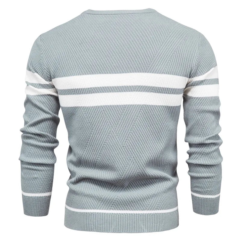 Men's Double Stripe Crew Neck Knit Sweater