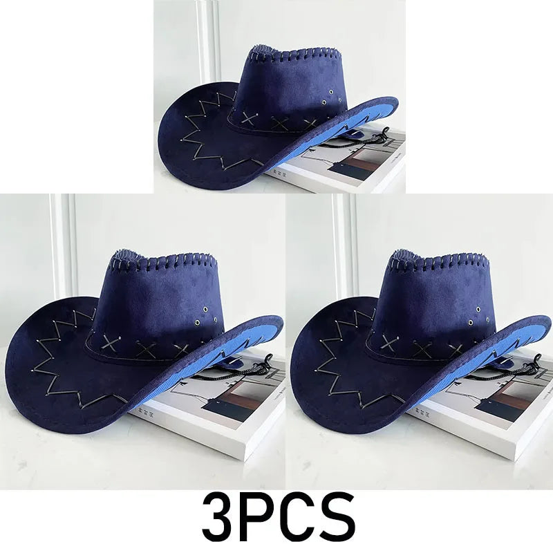 Wide Brim Cowboy Hat with Decorative Edge Stitching