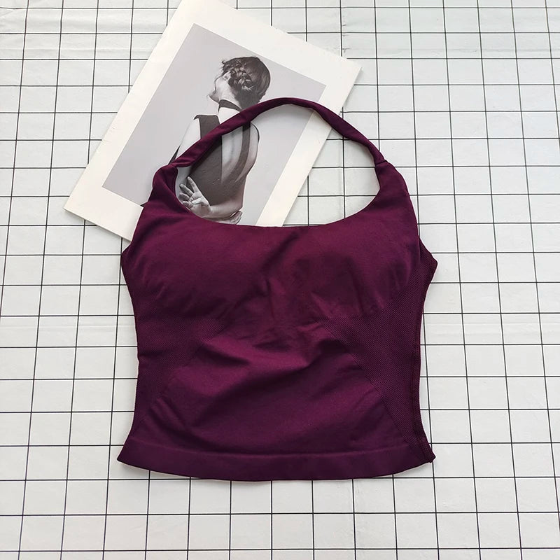 Women's Halter Neck Longline Sports Tank Top For Workout Outfits