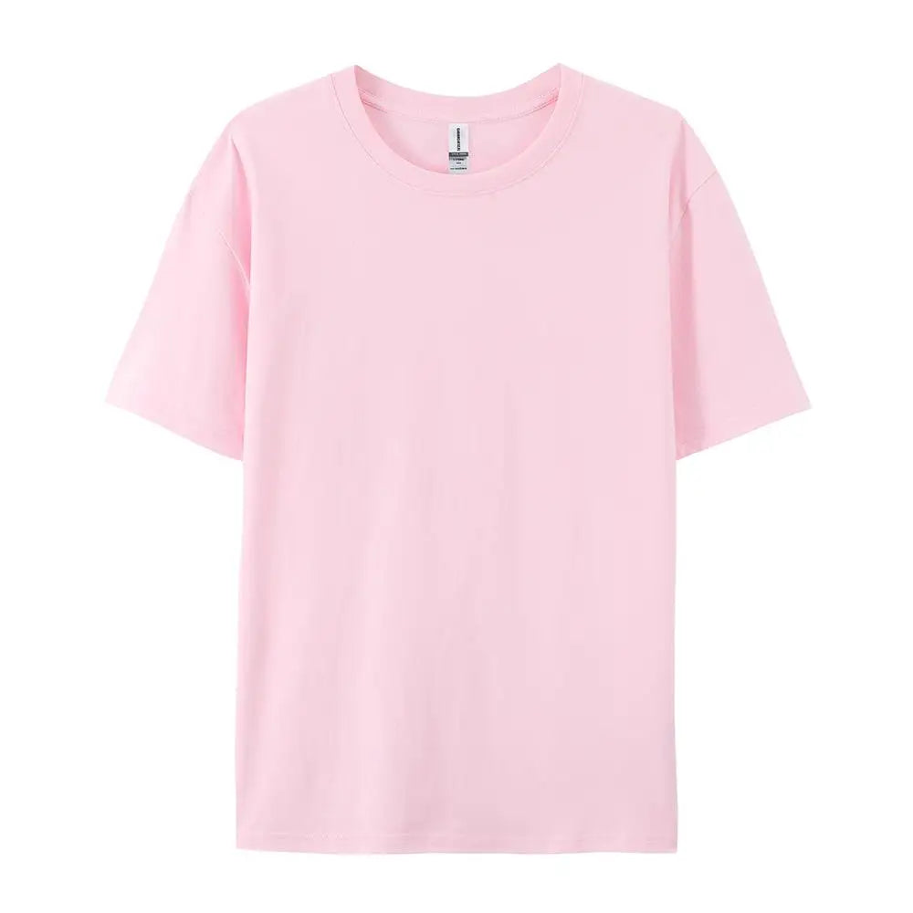 Solid Crew Neck Short Sleeve Cotton Casual T Shirt