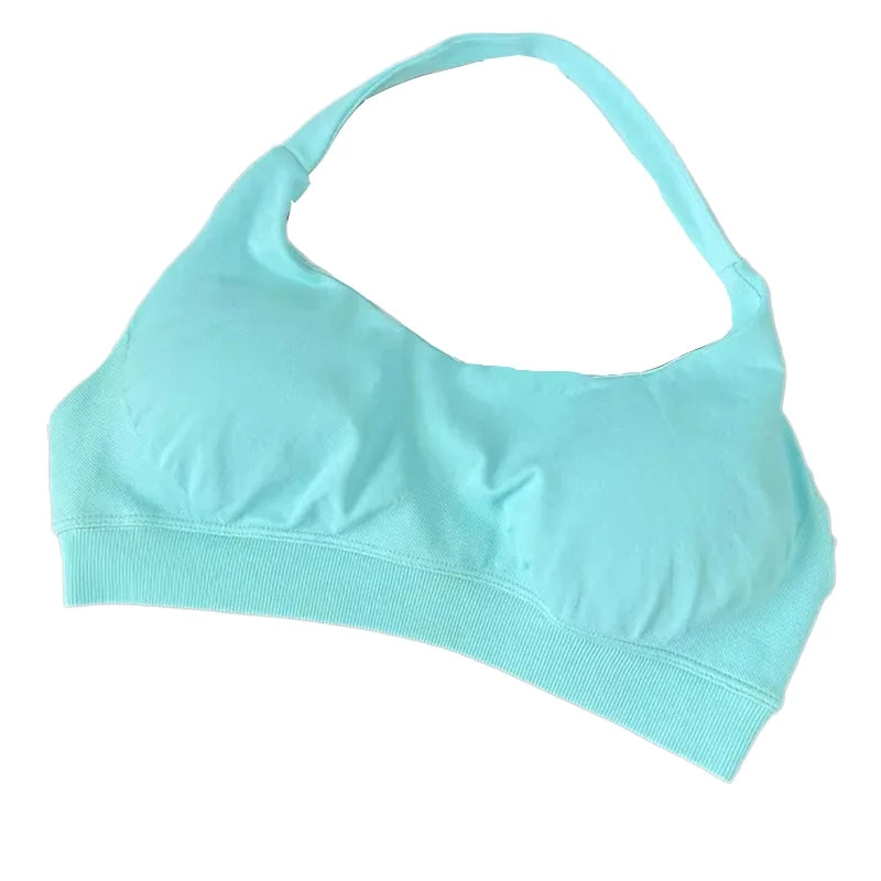 Women's Ruched Halter Neck Sports Bra