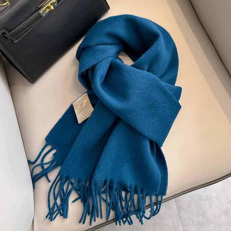 Solid Long Fringed Scarf for Neck and Wrap Styling