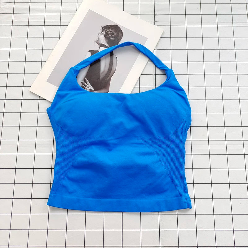 Women's Halter Neck Longline Sports Tank Top For Workout Outfits