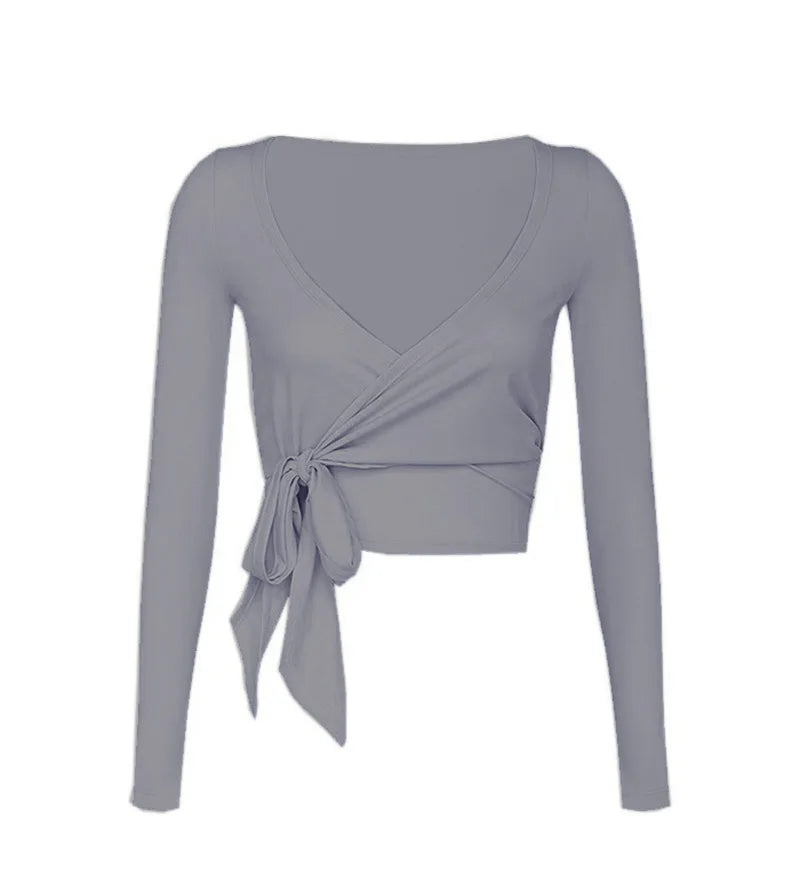 Women's Tie-Back Long-Sleeve Workout Cover-Up
