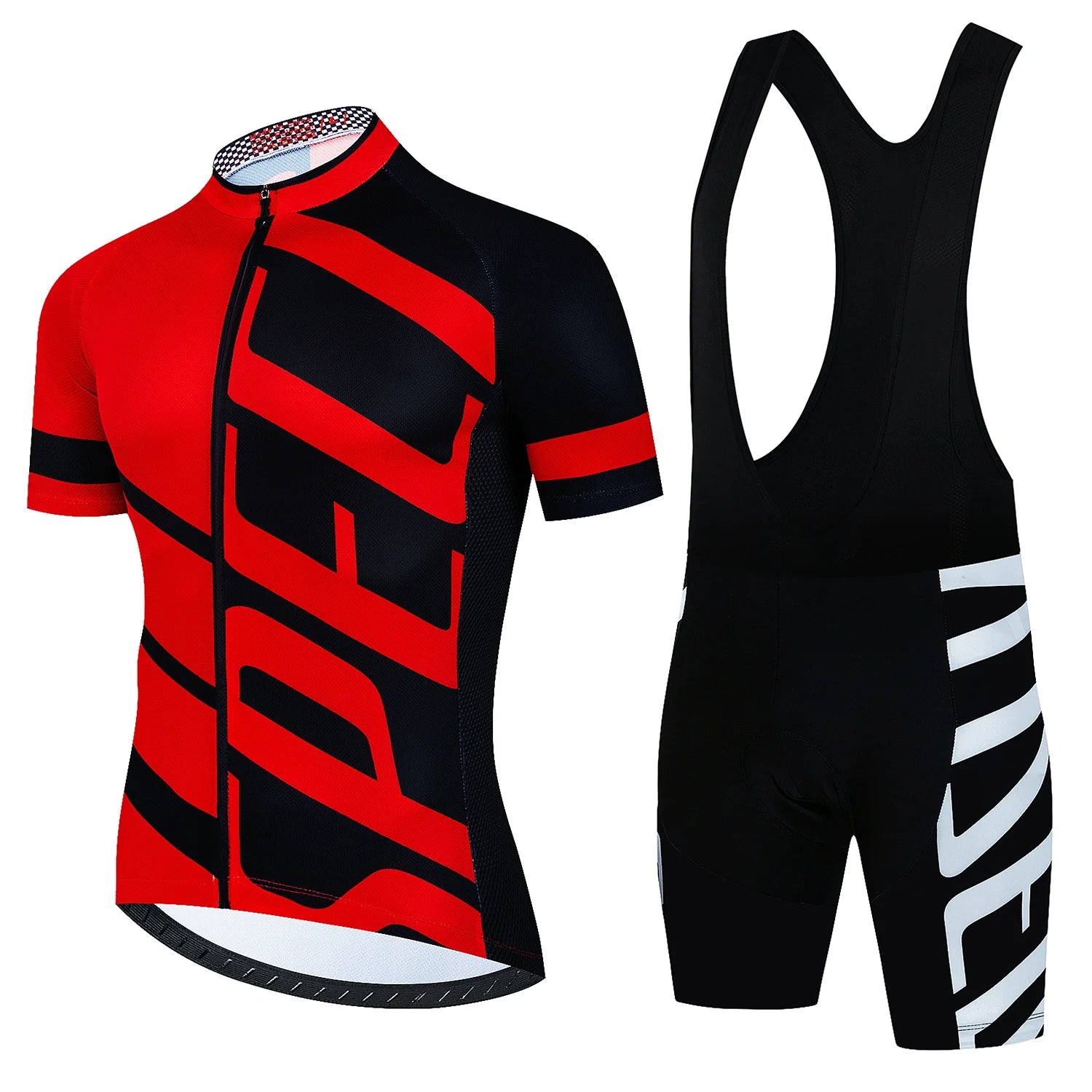 Men's Summer Cycling Jersey and Bottom Set with Zip-Front Top Styles