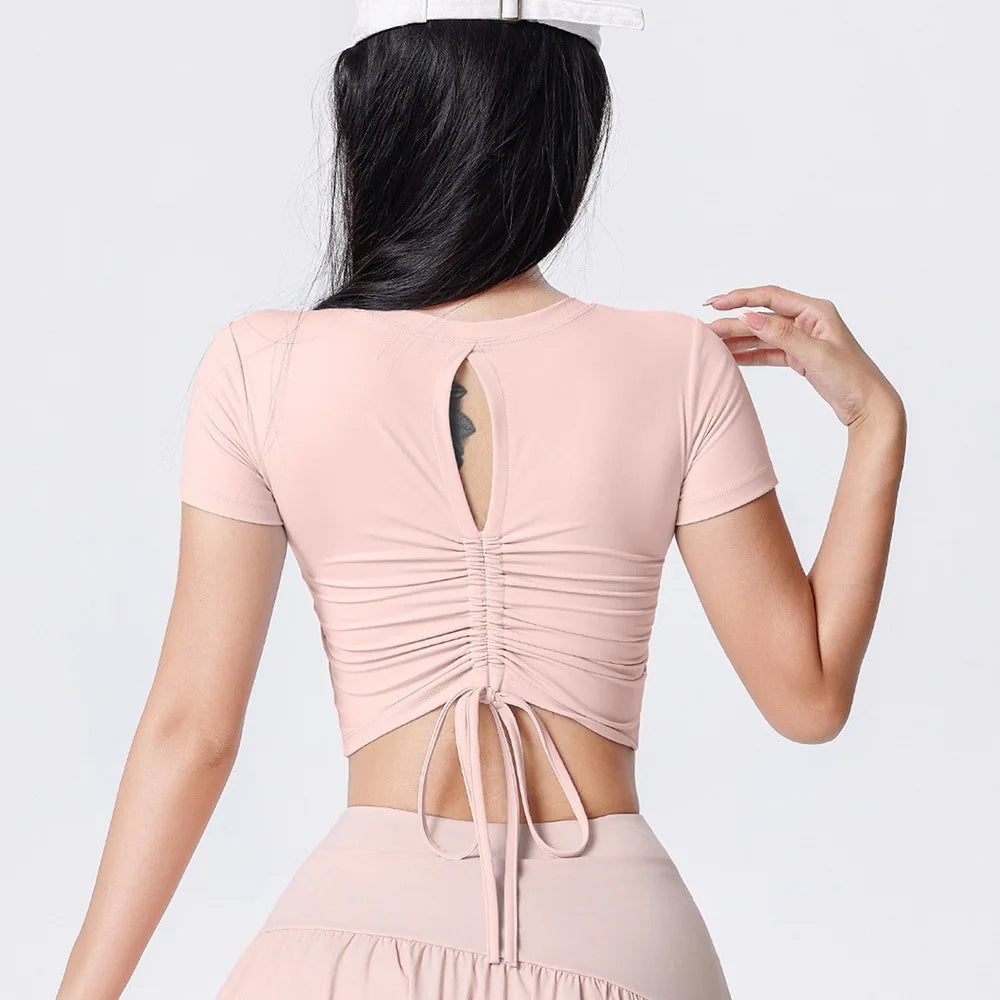 Women's Tie-Back Long-Sleeve Workout Crop Top