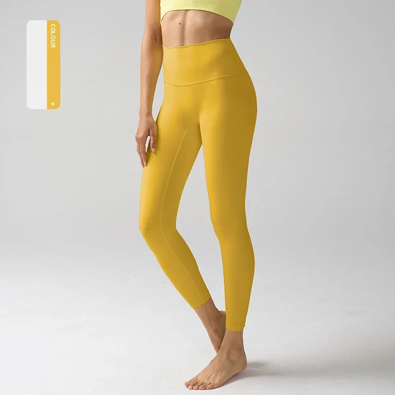 Women's High-Waist Nylon-Elastane Stretch Ankle-Length Yoga Leggings