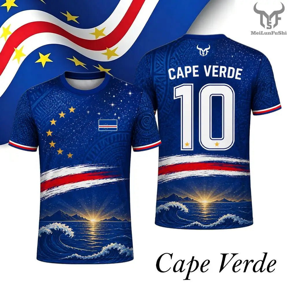 Cape Verde Football Short Sleeve Jersey For Sports Outfits